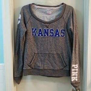 VS PINK Crew Neck Weathered Grey KU Sweatshirt